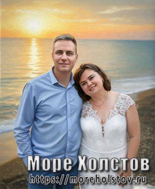Закат у моря. Печать на холсте