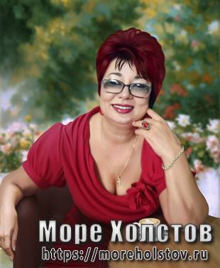 Дама в красном. Фото на холсте